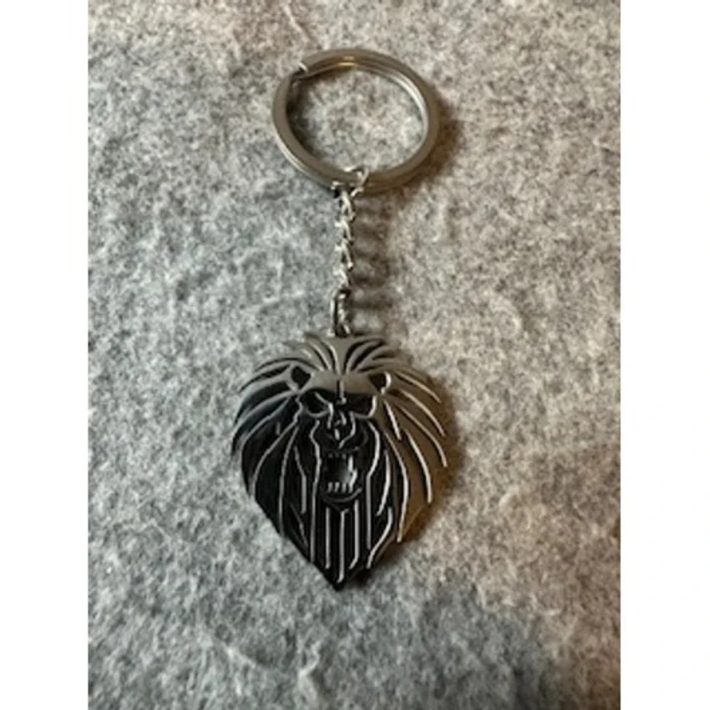 Silver Roaring Lion Head Keychain Metal Biker Gothic Skull Style Key Ring Fob